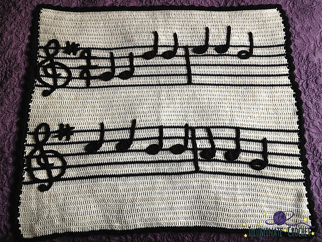 Lullaby Baby Blanket and Hat Set with Music Note Appliques