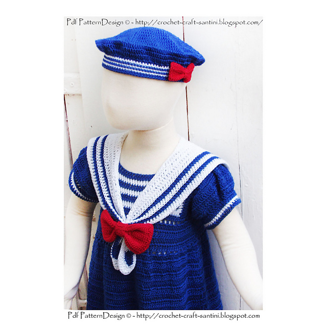 SAILOR COLLAR WITH RED BOW FOR THE NAVY DRESS
