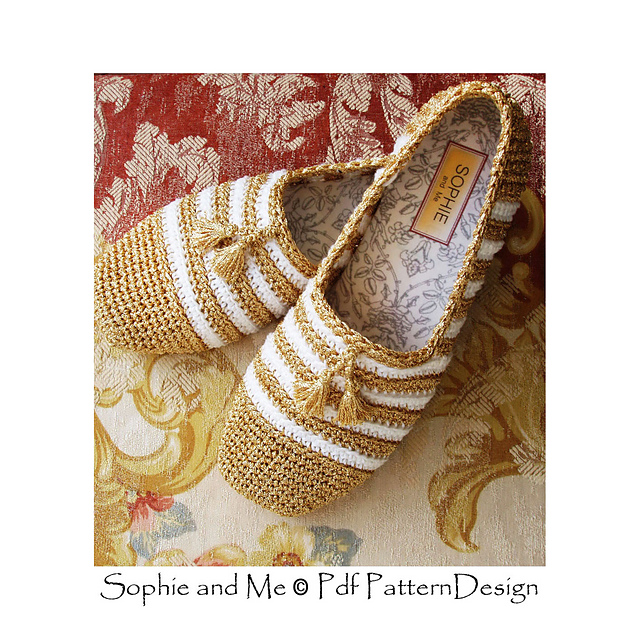 Gold and White Slippers