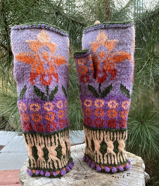 Orange Flower Mitts