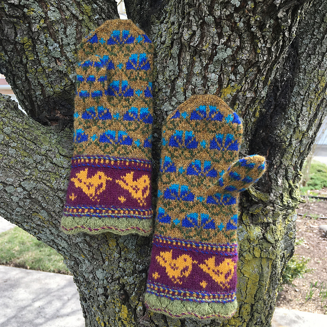 BIRDS and BLUETS MITTENS