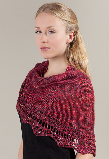 Red Lace Crescent Shawl E236