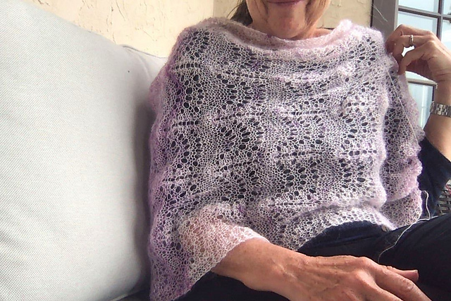 Mohair Ombre Feather and Fan Shawl