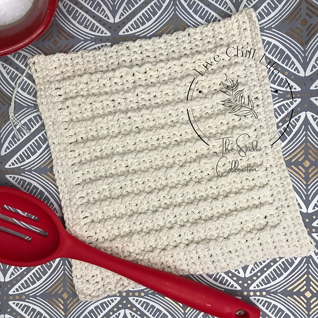 Ribbed dishcloth with  border