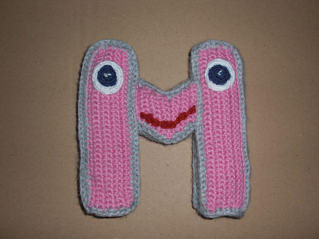 crocheted letter M