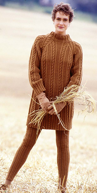 Long Cabled Pullover with Leggings