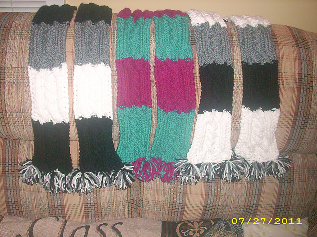 Criss Cross Cables Twists Stripped Scarf