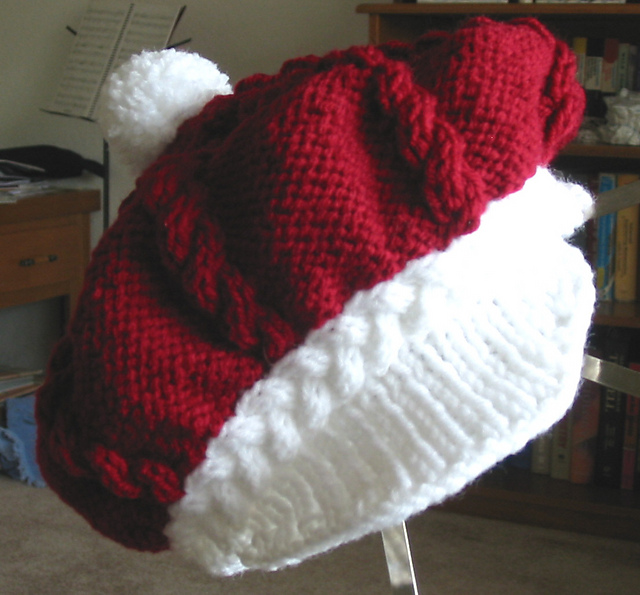 Cabled Santa Beret