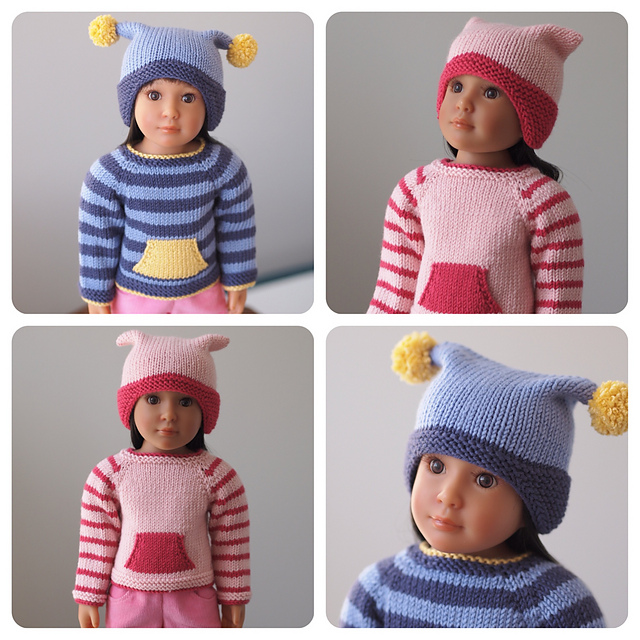 Scooter Sweater and Hat for Slim 18" Dolls (Kidz 'n Cats)