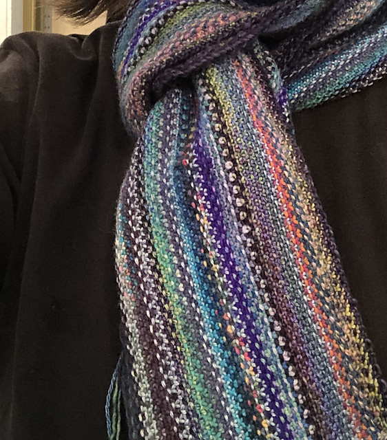 Linen Stitch Scarf from Leftover Yarn
