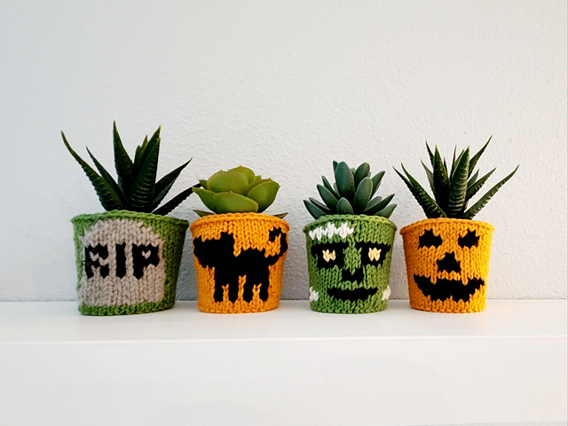 Tiny Halloween Plant Sweaters