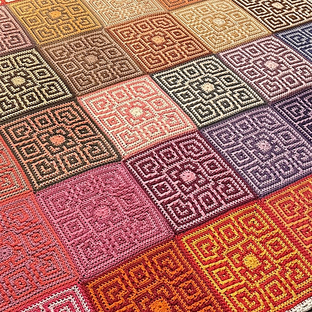 Colorful Coral Mosaic Blanket