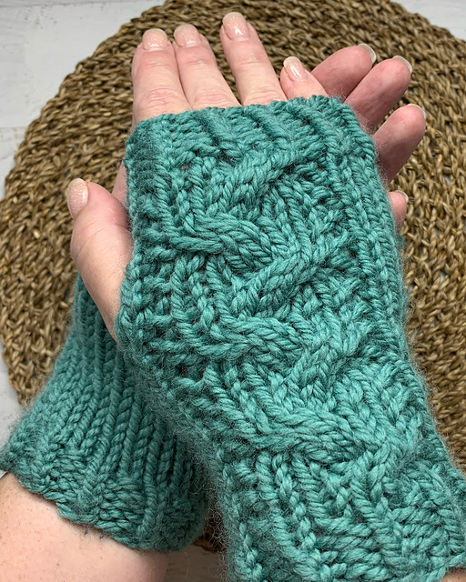 Braided Cable Fingerless Mitts