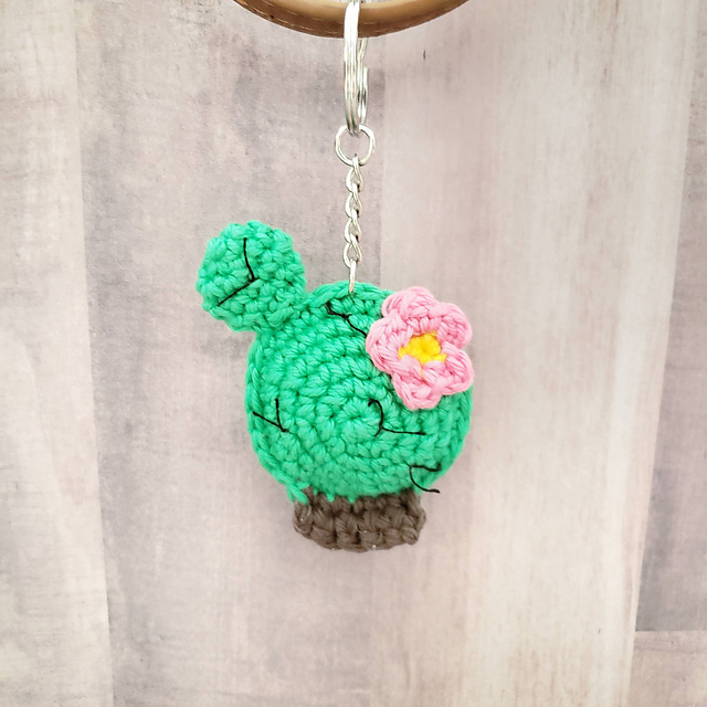 Prickly Pear Cactus Keychain