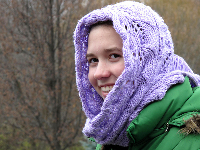 Twin Leaf Hooded Scarf