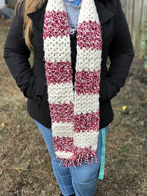 Candy Cane Striped Wool Scarf