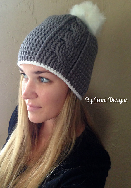 Women's Vertical Cable Beanie with Slouchy Option