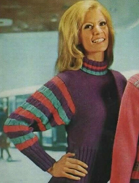 Sweater with Striped Sleeves