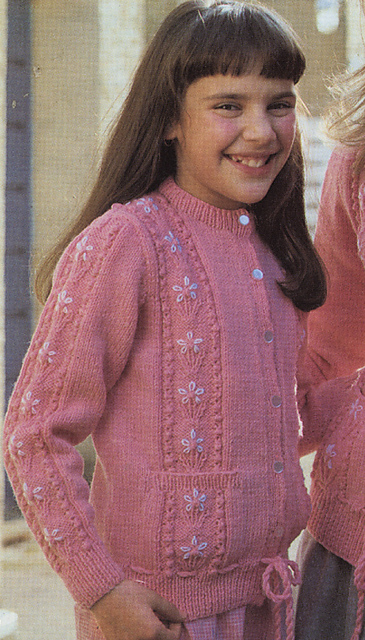 Girl's Cardigan with Pattern Panels