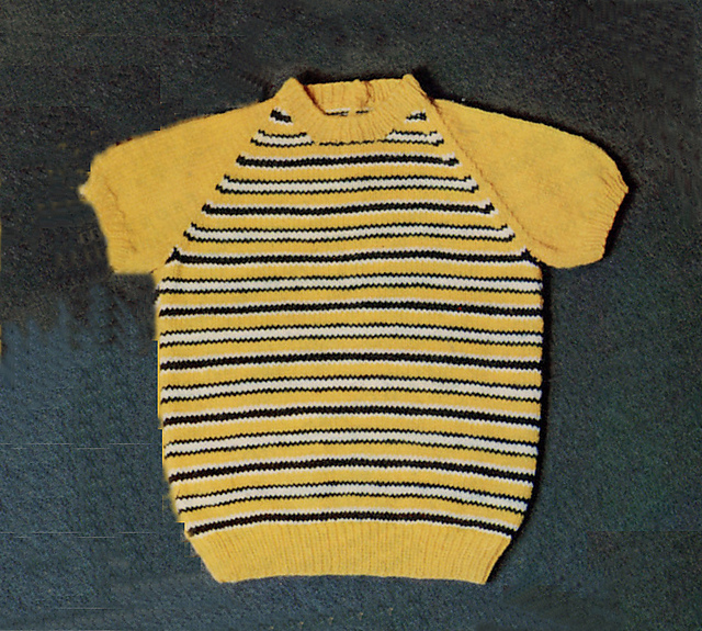 Striped Sweater with Plain Sleeves