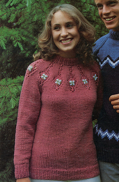 Sweater with Patterned Yoke