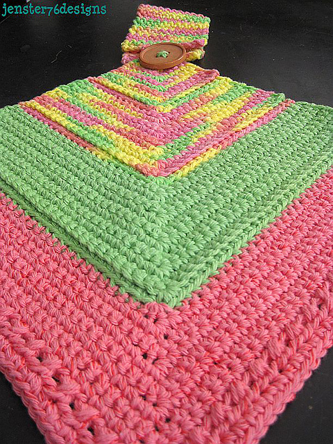 Crochet Mitered Square Hanging Towel