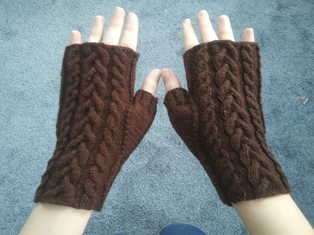Rustic Cables Fingerless Gloves