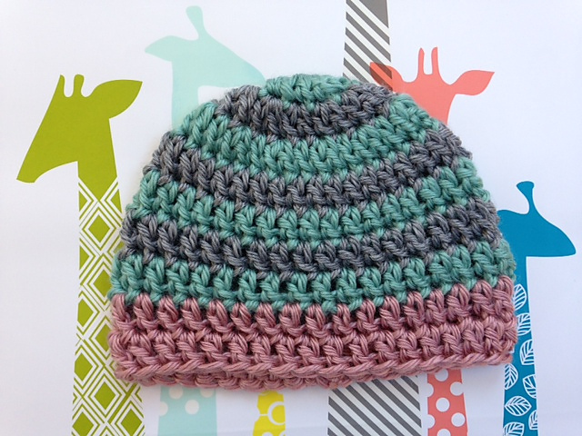 Stripey Color Block Newborn Beanie
