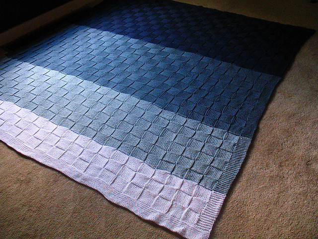 Knitted basketweave afghan