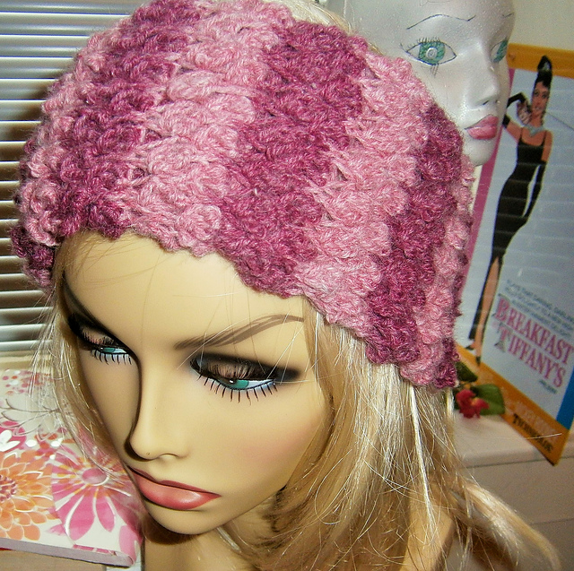 Striped Pink and Purple Bobble Headband