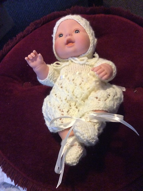 Dress, Hat and Bootees for a 12 inch Doll
