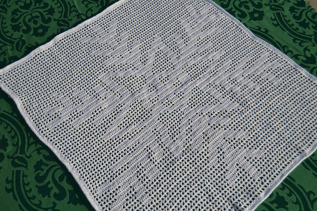 Let It Snow- filet crochet tabletop center piece