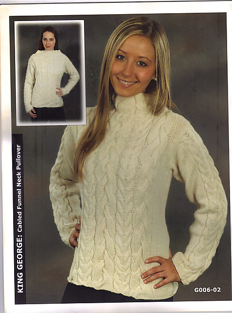 King George: Cabled Funnel Neck Pullover