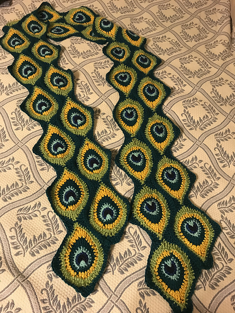 peacock feather motif scarf