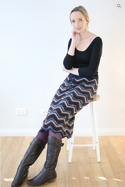 Retro Chevron Knit Skirt