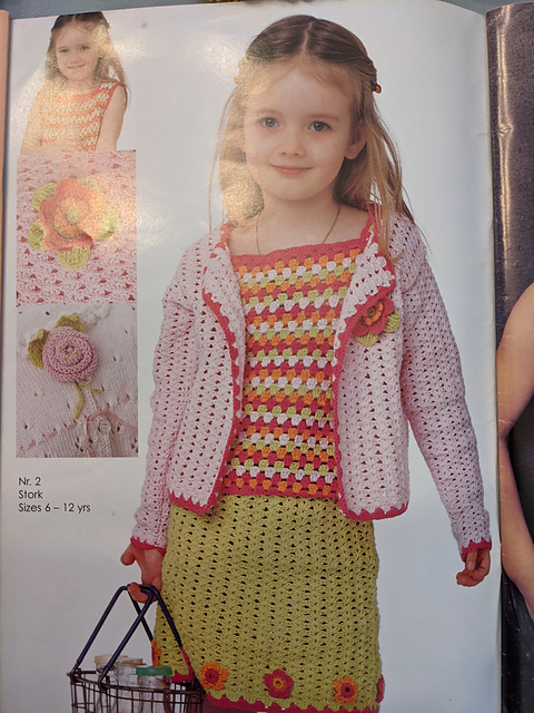 15402 Crochet Cardigan, Skirt, Top & Hair Band