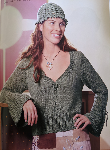 13215 V-Neck Pullover & Crochet Cap