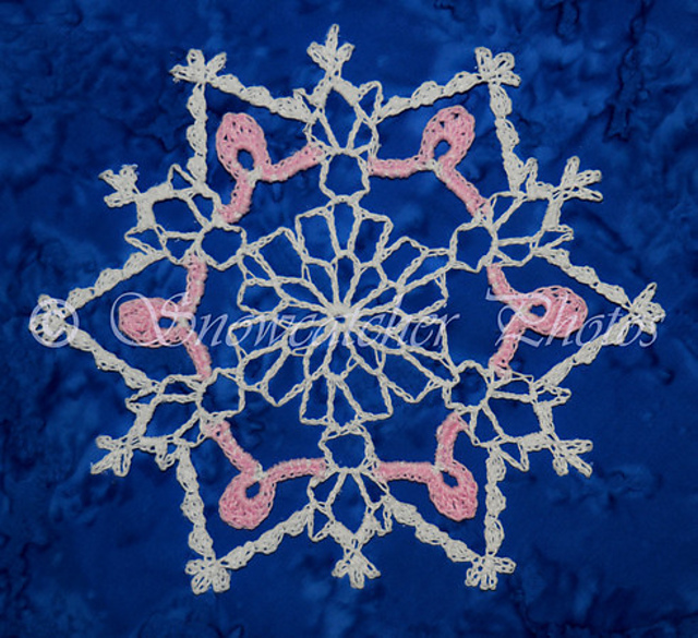 Snowflake Ribbon Pattern Ravelry: Pink Ribbon Snowflake pattern by Deborah Atkinson