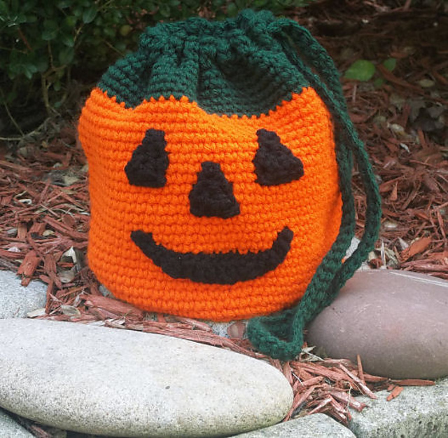Jack-O-Lantern Drawstring Bag or Purse