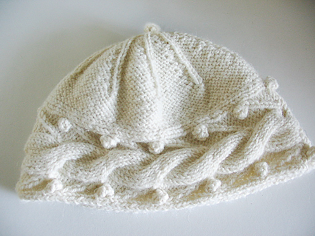 Sideways Cable and Bobble Hat