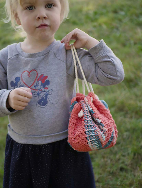 Mini Tunisian Drawstring Bag