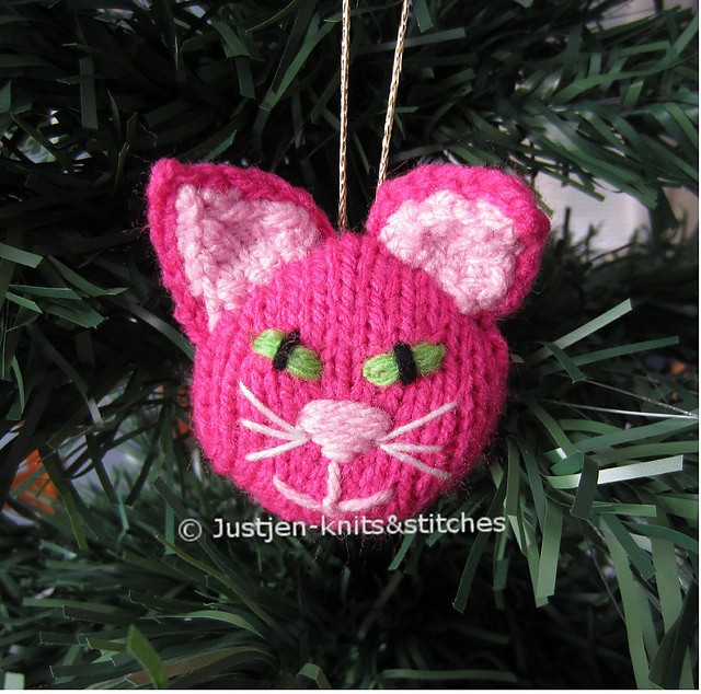 Knitted Cat Musical Christmas Ornament