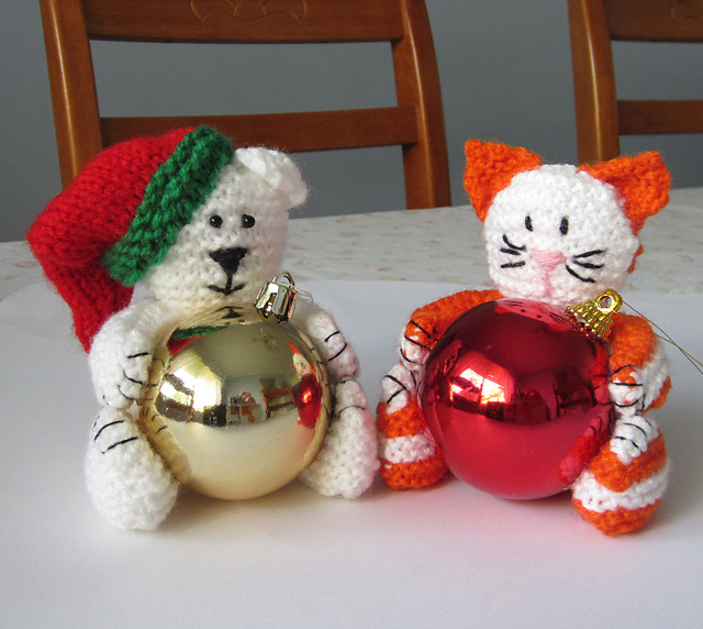Christmas Bear & Cat Baubles