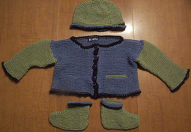 Simple Jacket, Hat, and Bootees (Set)