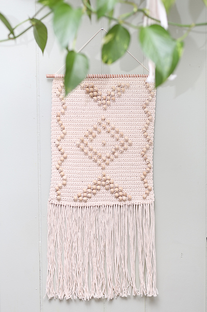 Boho beaded crochet wall hanging