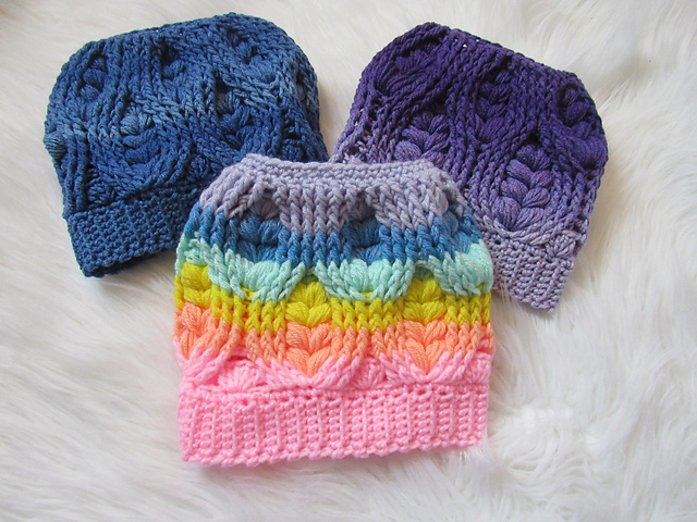 The Woven Hearts Bun Beanie
