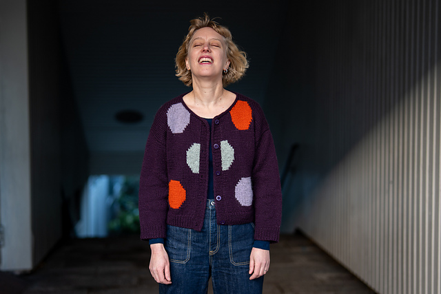 Intarsia Dot Cardigan