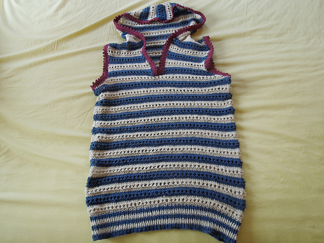 p.56 Long striped hooded tunic