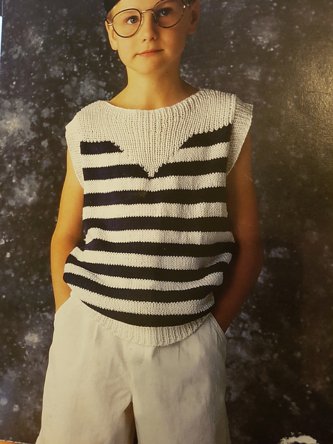 Striped Top with Rib Yoke