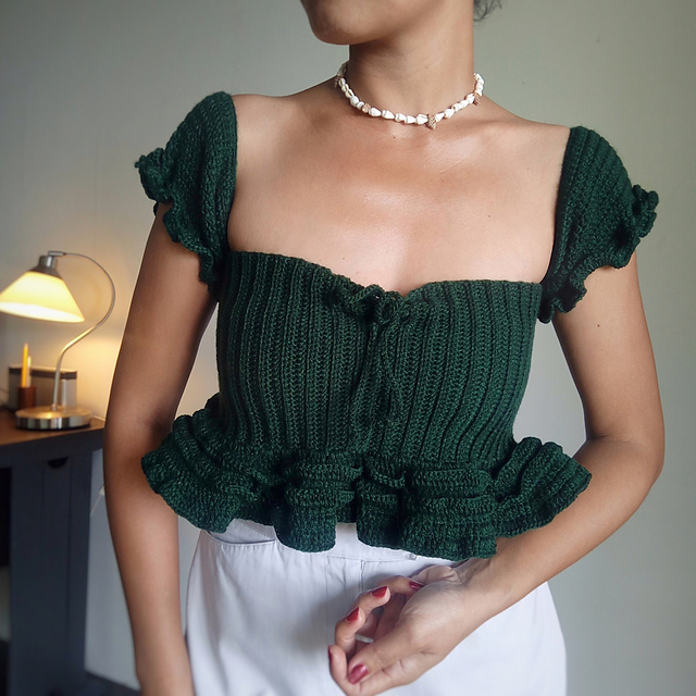 Ravelry: 3 Layers Ruched Sleeve Top pattern by What About Yarn